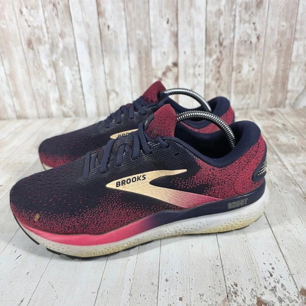 Brooks Ghost 16 Womens 10.5 Extra Wide 2E Navy Bordeaux Running Shoes